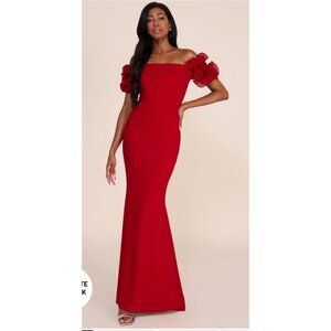 One-Shoulder Midi Sheath Dress With Rosettes